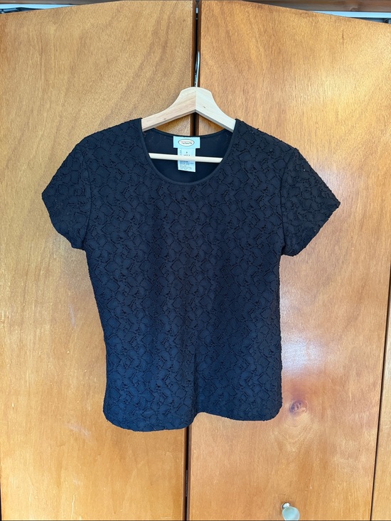 Talbots Tops - Talbots Black Lace Short Sleeve Tee